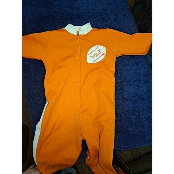 Vtg 70s Baby Boy Vols  Zip Romper football Basketball Large 18-27 lbs - Picture 2 of 7